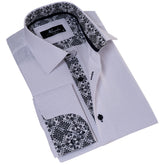 White inside Black Designer Double Cuff Shirt Mens Slim Fit Designer French Cuff Shirt - tailored Cotton Shirts for Work and Casual Wear